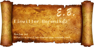Einviller Bereniké névjegykártya